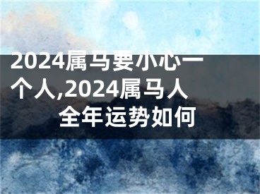 2024属马要小心一个人,2024属马人全年运势如何