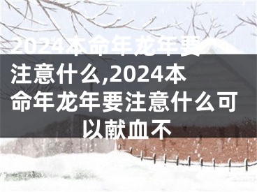 2024本命年龙年要注意什么,2024本命年龙年要注意什么可以献血不