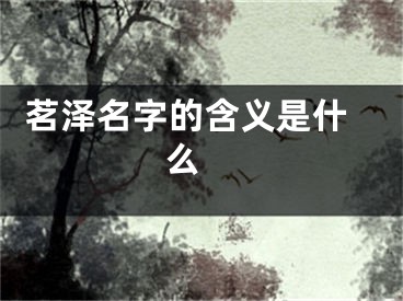  茗泽名字的含义是什么 