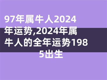 97年属牛人2024年运势,2024年属牛人的全年运势1985出生