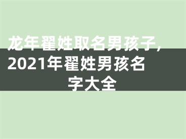 龙年翟姓取名男孩子,2021年翟姓男孩名字大全