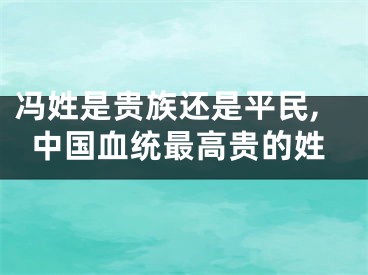 冯姓是贵族还是平民,中国血统最高贵的姓