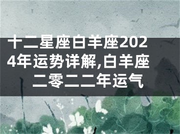 十二星座白羊座2024年运势详解,白羊座二零二二年运气