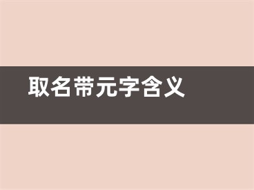  取名带元字含义 