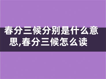 春分三候分别是什么意思,春分三候怎么读