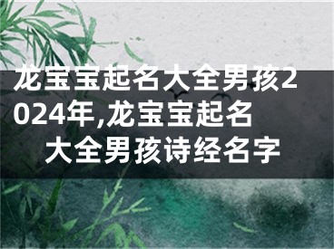 龙宝宝起名大全男孩2024年,龙宝宝起名大全男孩诗经名字