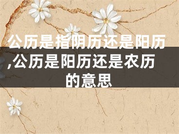 公历是指阴历还是阳历,公历是阳历还是农历的意思