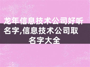 龙年信息技术公司好听名字,信息技术公司取名字大全