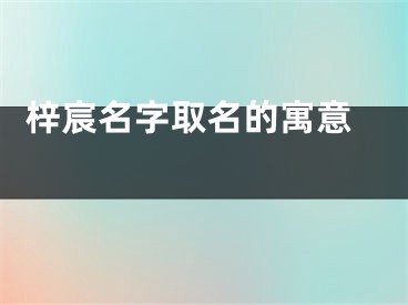  梓宸名字取名的寓意 