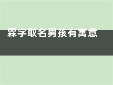  霖字取名男孩有寓意 