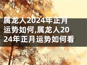 属龙人2024年正月运势如何,属龙人2024年正月运势如何看