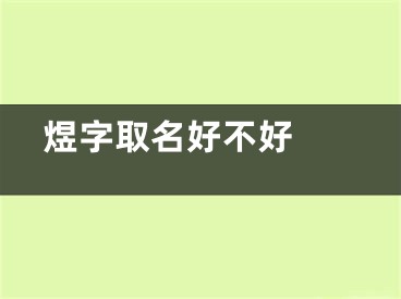  煜字取名好不好 