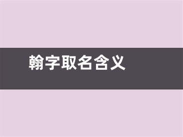  翰字取名含义 