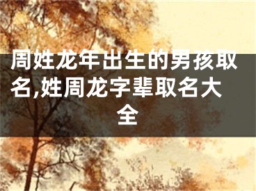 周姓龙年出生的男孩取名,姓周龙字辈取名大全