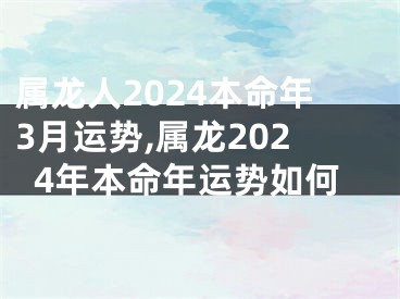 属龙人2024本命年3月运势,属龙2024年本命年运势如何