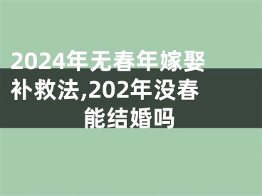 2024年无春年嫁娶补救法,202年没春能结婚吗