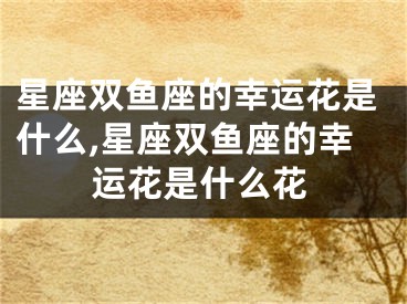 星座双鱼座的幸运花是什么,星座双鱼座的幸运花是什么花