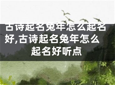 古诗起名兔年怎么起名好,古诗起名兔年怎么起名好听点