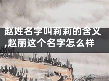 赵姓名字叫莉莉的含义,赵丽这个名字怎么样