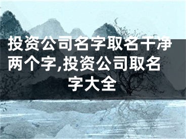 投资公司名字取名干净两个字,投资公司取名字大全