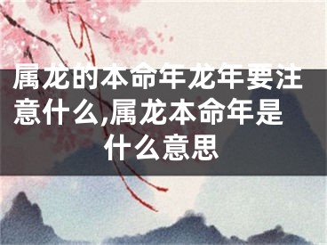 属龙的本命年龙年要注意什么,属龙本命年是什么意思