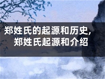 郑姓氏的起源和历史,郑姓氏起源和介绍