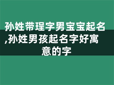 孙姓带珵字男宝宝起名,孙姓男孩起名字好寓意的字