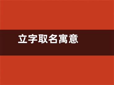  立字取名寓意 