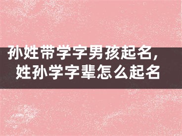 孙姓带学字男孩起名,姓孙学字辈怎么起名