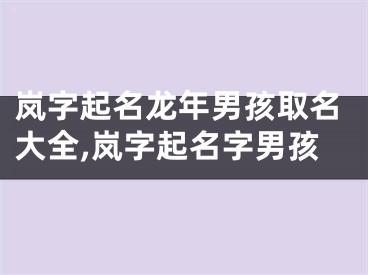 岚字起名龙年男孩取名大全,岚字起名字男孩