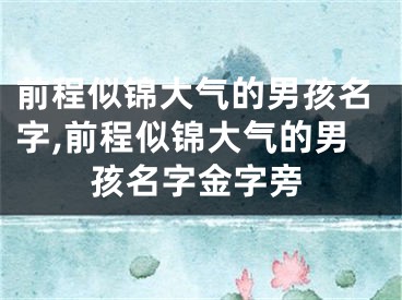 前程似锦大气的男孩名字,前程似锦大气的男孩名字金字旁