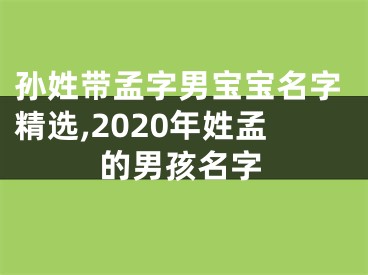 孙姓带孟字男宝宝名字精选,2020年姓孟的男孩名字