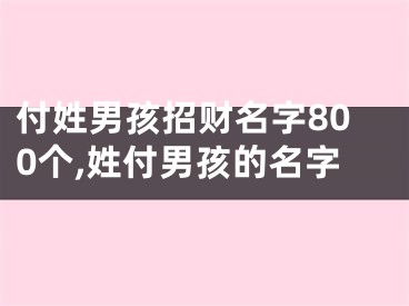 付姓男孩招财名字800个,姓付男孩的名字