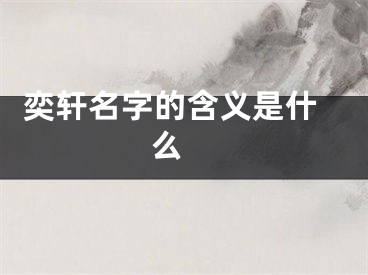  奕轩名字的含义是什么 