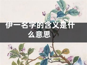  伊一名字的含义是什么意思 