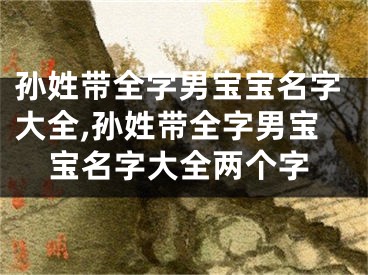 孙姓带全字男宝宝名字大全,孙姓带全字男宝宝名字大全两个字