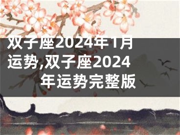 双子座2024年1月运势,双子座2024年运势完整版