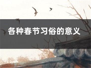 各种春节习俗的意义