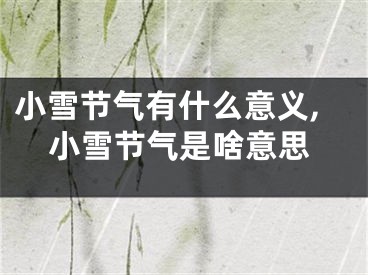 小雪节气有什么意义,小雪节气是啥意思