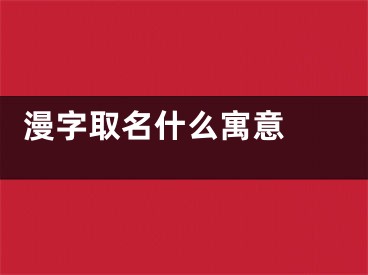  漫字取名什么寓意 