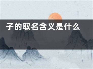  子的取名含义是什么 