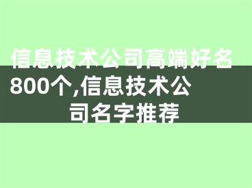 信息技术公司高端好名800个,信息技术公司名字推荐