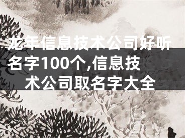 龙年信息技术公司好听名字100个,信息技术公司取名字大全