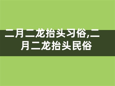 二月二龙抬头习俗,二月二龙抬头民俗