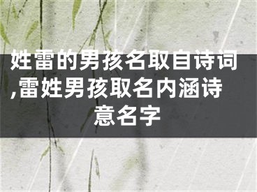 姓雷的男孩名取自诗词,雷姓男孩取名内涵诗意名字