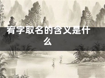  宥字取名的含义是什么 