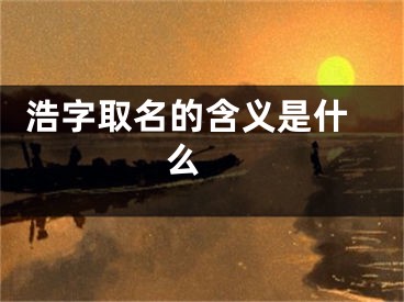  浩字取名的含义是什么 