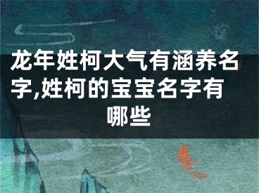 龙年姓柯大气有涵养名字,姓柯的宝宝名字有哪些