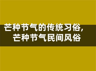 芒种节气的传统习俗,芒种节气民间风俗