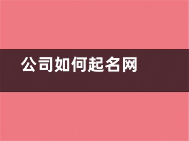  公司如何起名网 